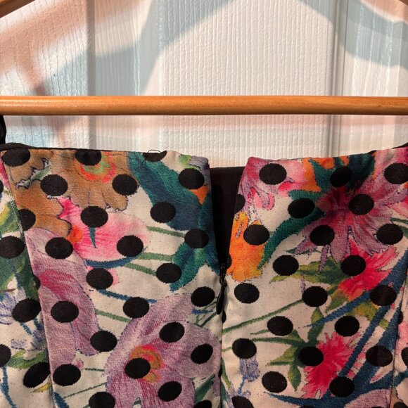 Corey Lynn Calter Anthropologie Lavendal Floral Polka Dot Strapless Dress - Picture 4 of 9